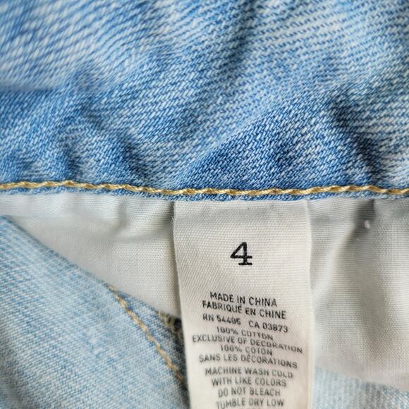 American Eagle Women Size 4 Jean Shorts 6inch Inseam Light Wash Destroyed Denim - Picture 5 of 10